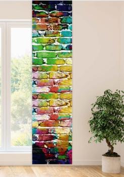 Schiebevorhang Jugendzimmer Backsteinwand mit Graffittimotiv Streetart