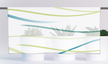 Cafehausgardine - Wave mixed grün-türkis