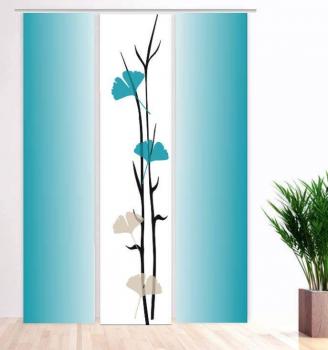 Flächenvorhang Ginkgo türkis light 3er Serie