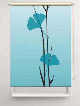 Rollo Ginkgo dark  türkis, Motivrollo, Rollo mit Druck, Fotorollo, bedrucktes Rollo, Fensterrollo,verdunkelndes Rollo, Sonnenschutz Rollo