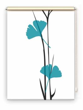 Rollo Ginkgo türkis , Motivrollo, Rollo mit Druck, Fotorollo, bedrucktes Rollo, Fensterrollo,verdunkelndes Rollo, Sonnenschutz Rollo