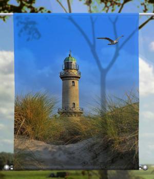 Scheibenhänger Leuchtturm Möwe - rechteckig, Beschw.