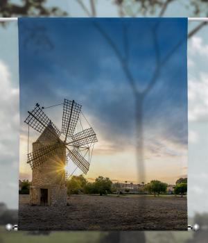 Scheibenhänger transparent Windmühle Mallorca rechteckig