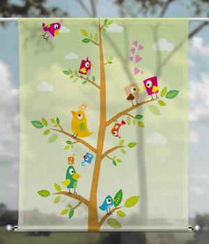 Scheibenhänger transparent Kids Birds green eckig