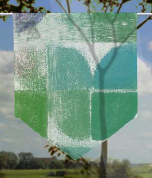 Scheibenhänger Art Quadrants Turquoise transparent