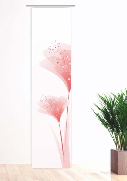 Schiebegardine mit Blume in rosa und Blumen modern