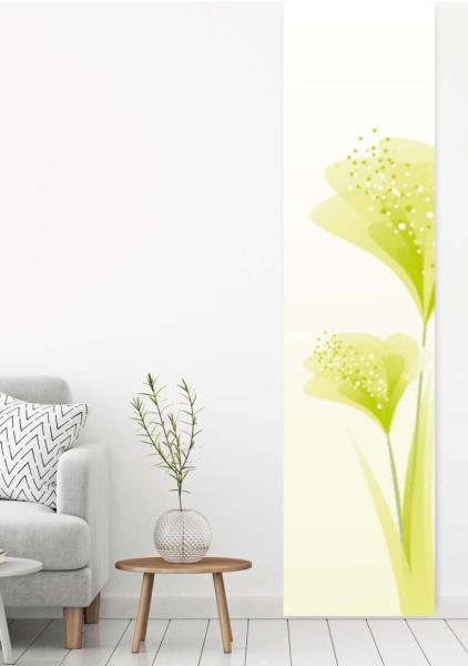 Flächenvgardine - Schiebevorhang blickdicht mit einer Blume modern - Wohnzimmer modernes wohnen
