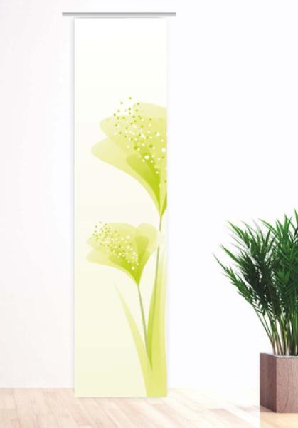 Schiebevorhang mit Druck grüne Blume mit Farbverlauf im Hintergrund