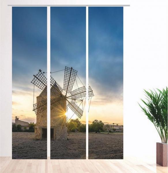 Flächenvorhang Windmühle Mallorca 3er Serie