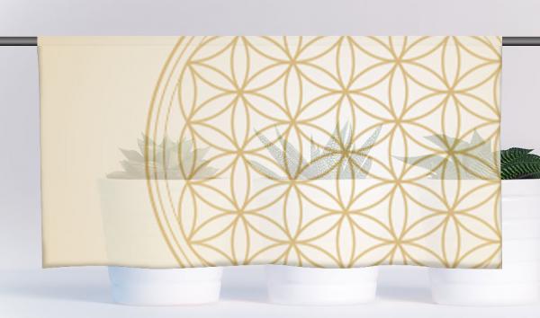 Cafehausgardine - Blume des Lebens dark-gold