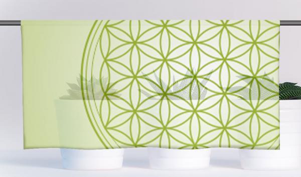 Cafehausgardine - Blume des Lebens dark-green