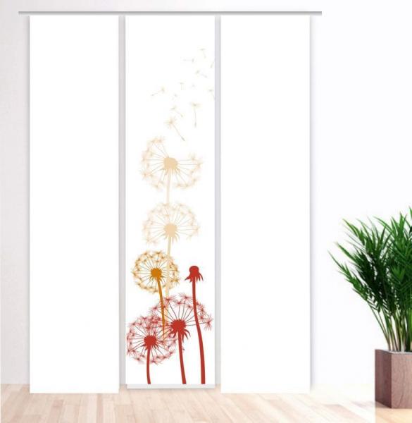 Flächenvorhang Dandelion pfeffer 2 - white 3er Serie