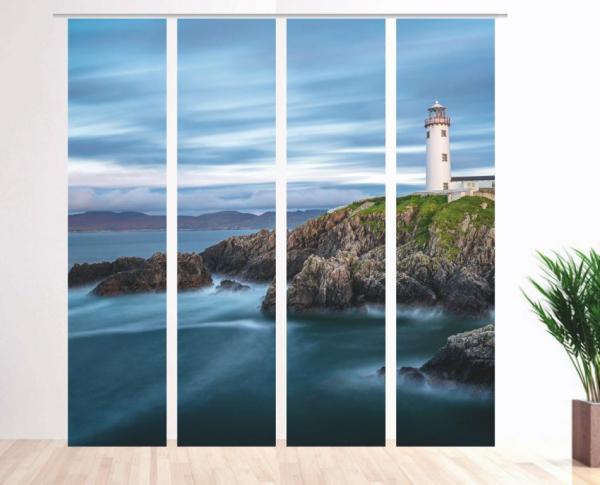 Fanad Head - Leuchtturm 4er, Schiebegardine, Set 4tlg