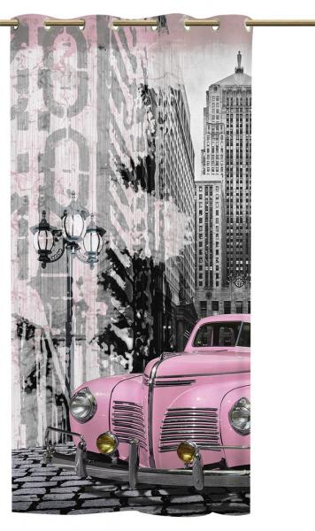 Ösenschal pink car Ösenvorhang