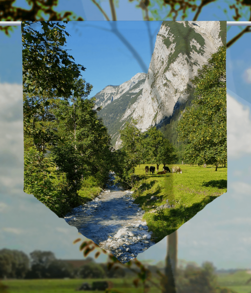 Scheibenhänger Auf der Alm voile transparent