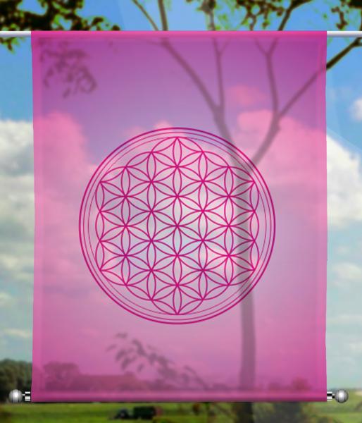 Scheibenhänger rechteckig Blume des Lebens dark  magenta