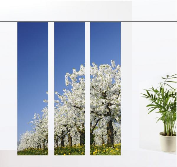 Flächenvorhang Frühlingsbäume, 3er Serie