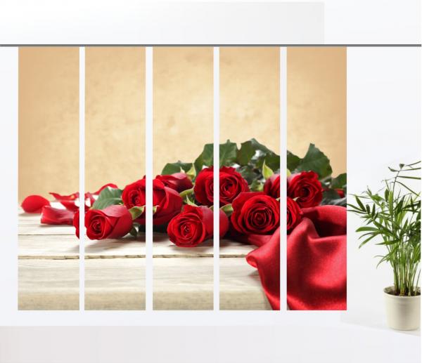 Rose Flächenvorhang 5er Set blickdicht